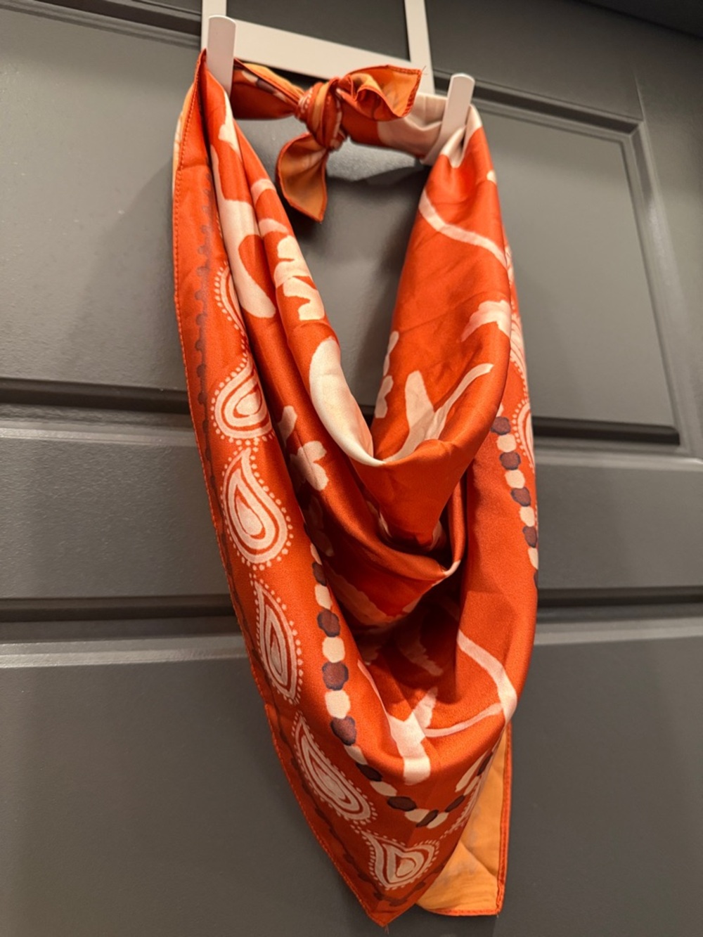 NEW Anthropologie Orange Floral Paisley Women's Scarf Bandana